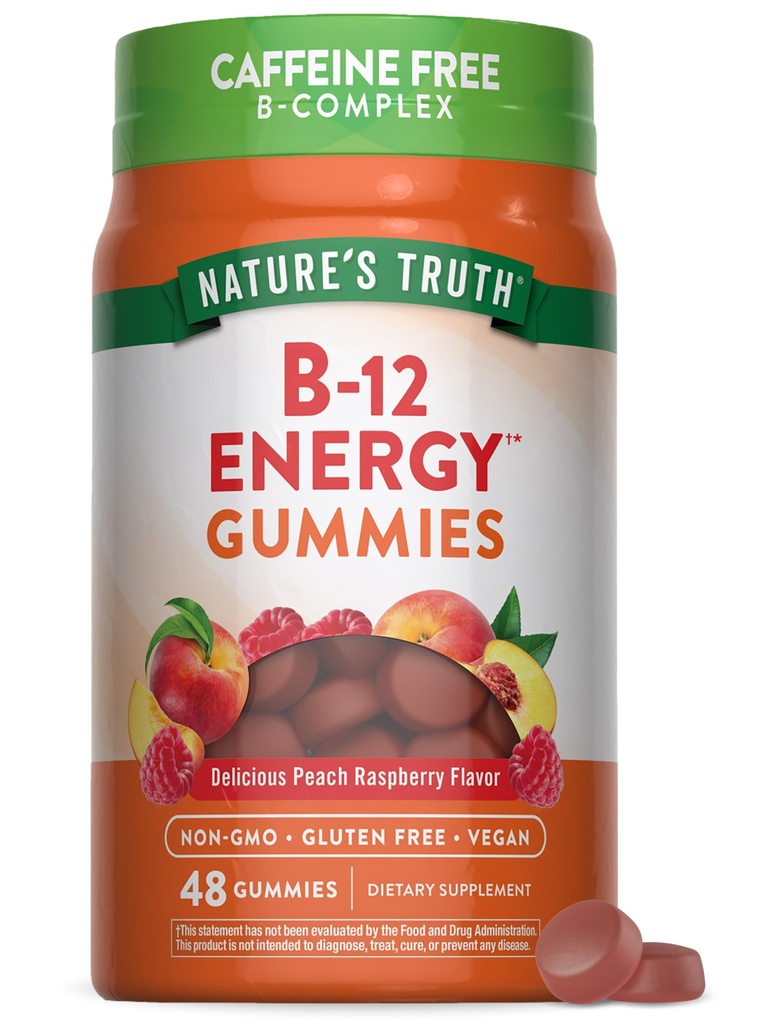 Nature's Truth Vitamin B Complex Gummies | 48 Count | mit B-Vitamins, L-Carnitin & Ashwagandha | Vegan, Non-GMO & Gluten Kostenlose Ergänzung