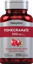 Piping Rock Pomegranate Extract Capsules | 500 mg | 200 Count | Standardized Formula with Ellagic Acid | Non-GMO and Gluten Free Supplement