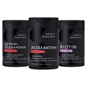 Sportforschung Biotin (B7) 10.000mcg + Lutein + Zeaxanthin (20mg) + Astaxanthin-Ergänzung von Algae (6mg) - Alle Vegan | 120 Softgels Jede | Alle mit Kokosöl für bessere Absorption hergestellt