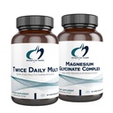 Designs for Health Magnésium Glycinate Complex (60 capsules) et deux fois par jour Multi (60 capsules) Bundle - Multivitamine Premium avec supplément de magnésium folate et haute absorption