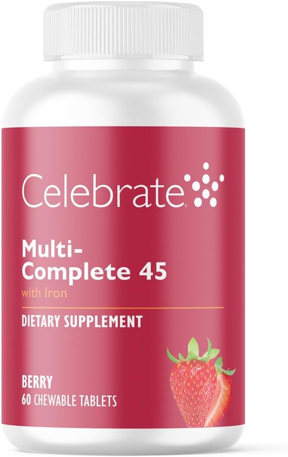 Celebrate Vitamine Multi-Complete Chewables, 45mg Eisen – Täglich Bariatric Multivitamin für Sleeve Gastrectomy und Magen Bypass Surgery Patienten – Essential Vitamins & Minerals - Berry (60 Tabletten)