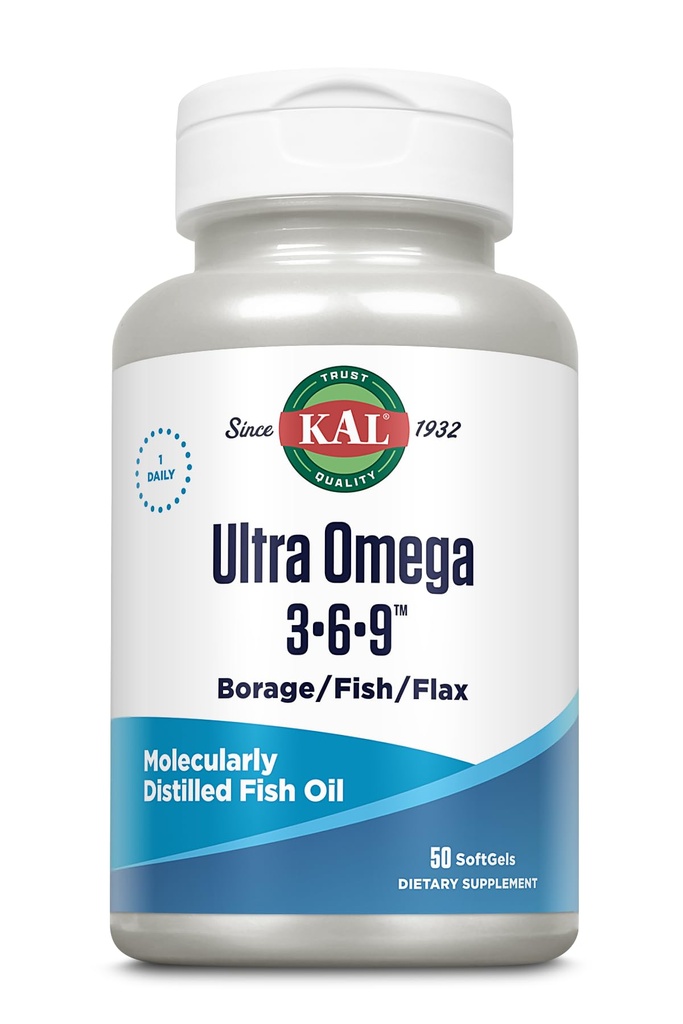 KAL 1200 Mg Ultra Omega 3-6-9 Softgels, 50 Count