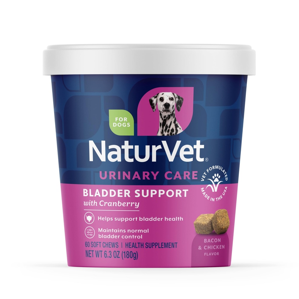 NaturVet Bladder Support Plus Cranberry für Hunde, 60 ct Soft Chews, Made in USA with Globally Source Ingredients