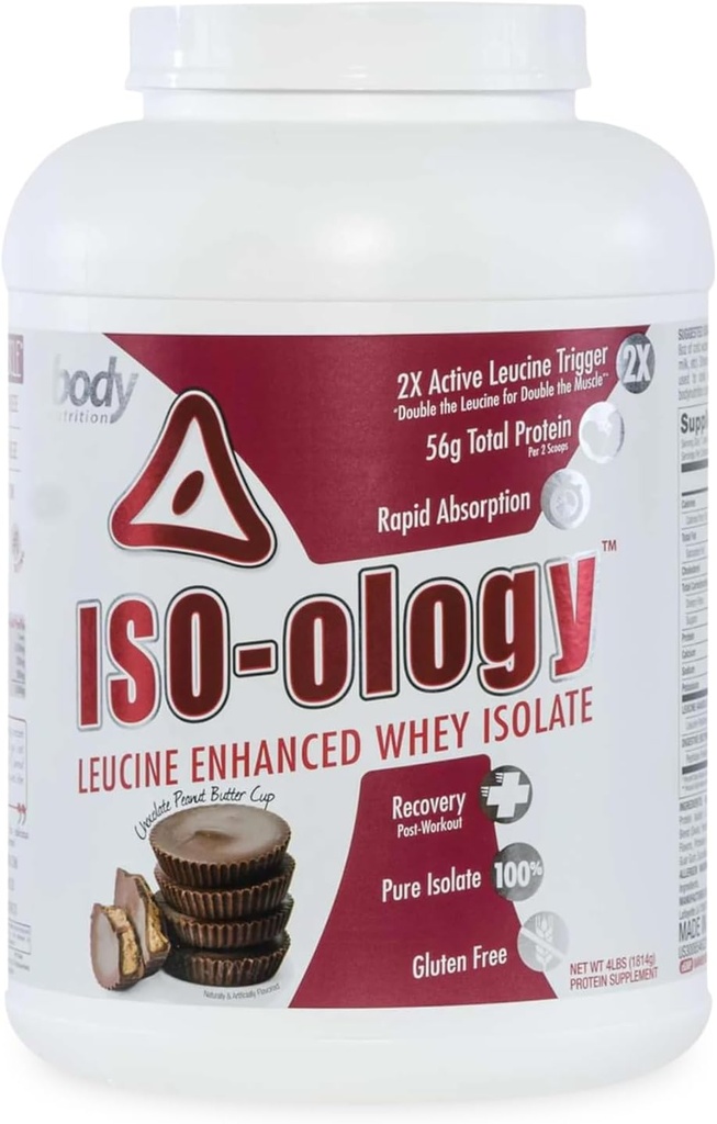 Body Nutrition ISO-Ology, Leucine-Enhanced Whey Isolate Protein Powder, Post-Workout Recovery Supplement, Isolierte Gras Fed Whey, Schokolade Peanut Butter Cup Flavor, 4lb