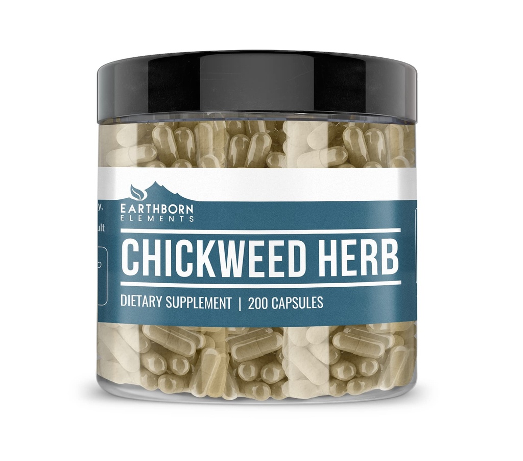 Éléments d'origine terrienne Herbe à chickweed (200 capsules) Pure, sans remplissage ni additifs