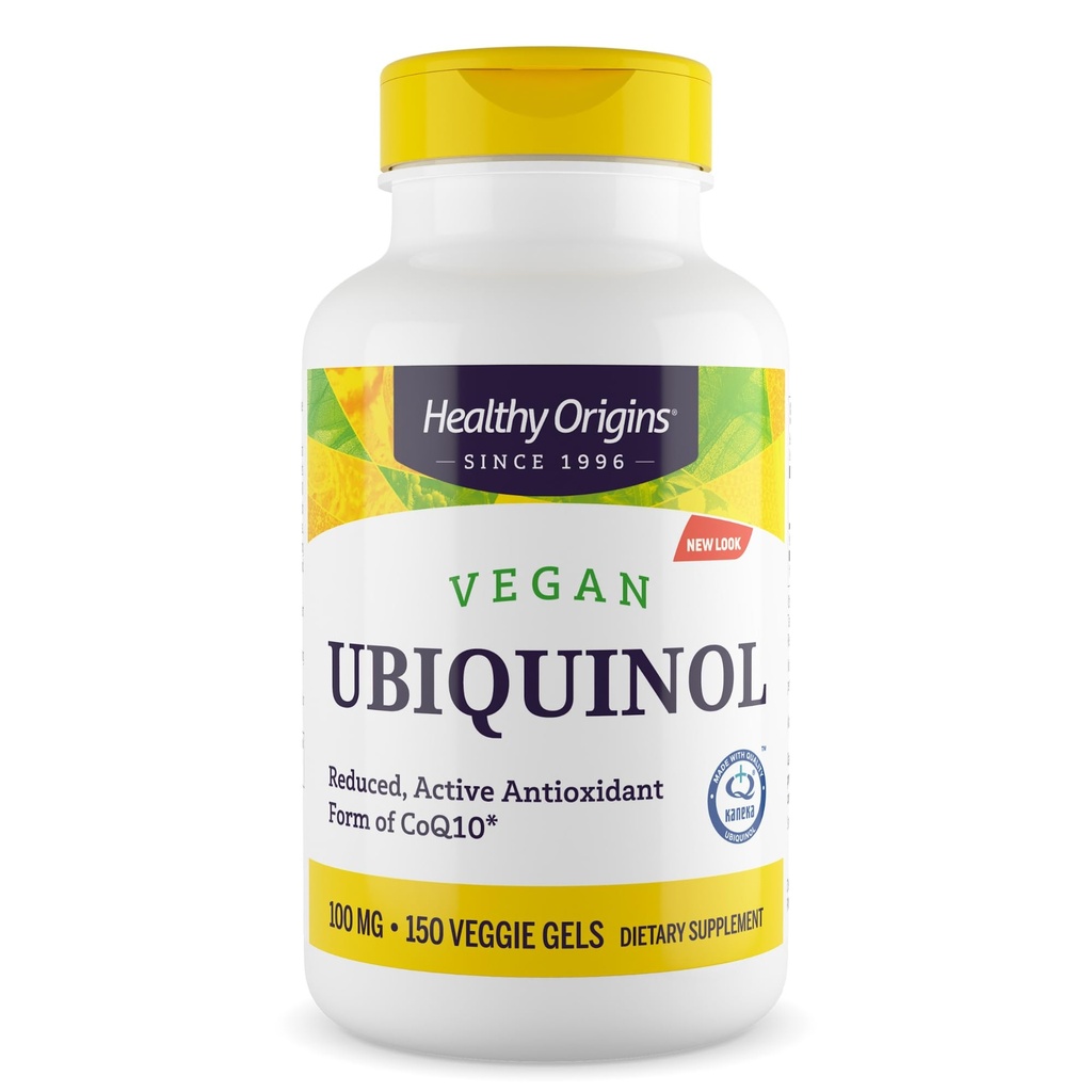 Gesunde Herkunft Vegan Ubiquinol (Active Form von CoQ10), 100 mg - Kaneka Ubiquinol Ergänzungen für Herzgesundheit & Antioxidans Unterstützung - Glutenfreie & Non-GMO-Ergänzung - 150 Veggie Gele