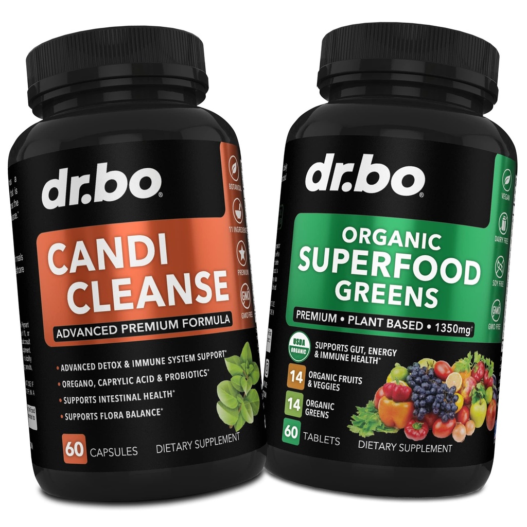 Candi Cleanse & Organic Superfood Greens & Fruits Complements - Oregano Balance Control Complement Support Component Cleanser - Daily Energy Super Food Comprimés de suppléments de fruits et légumes Plus légumes
