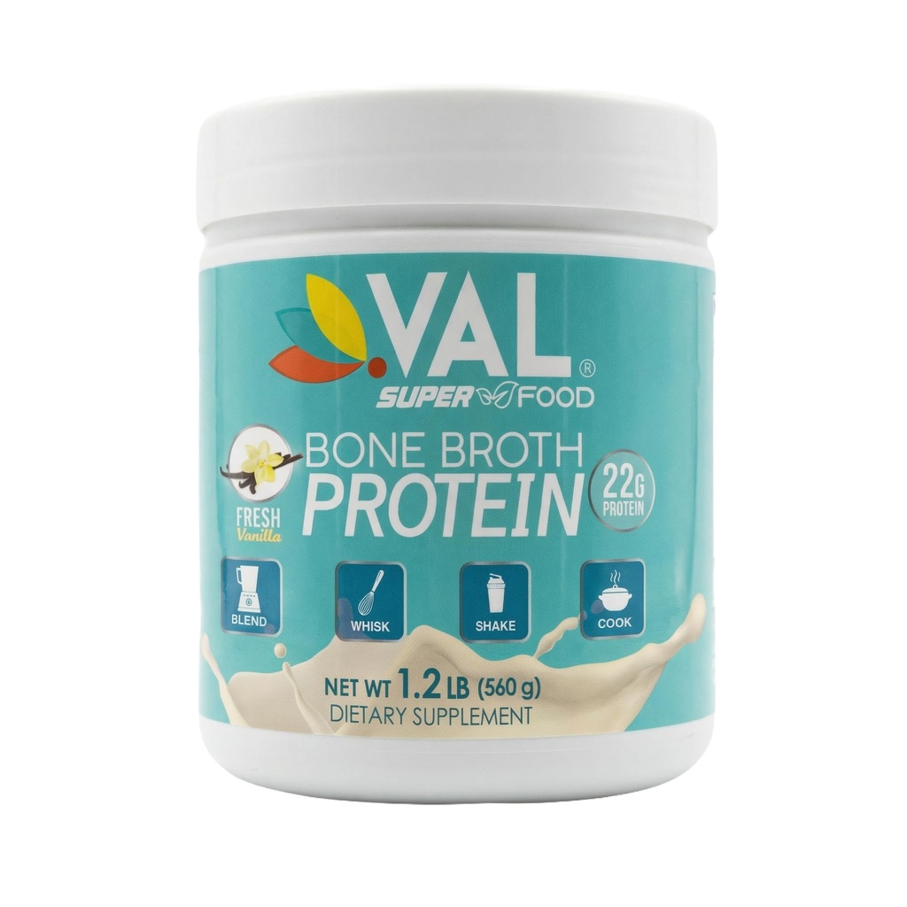 VAL Bone Broth Protein Powder – 22g Protein, 12g Collagen, MCT & Pea Protein – Gut, Skin & Joint Support – Paleo Friendly, Glutenfrei – Chicken Flavor, 16 Portionen