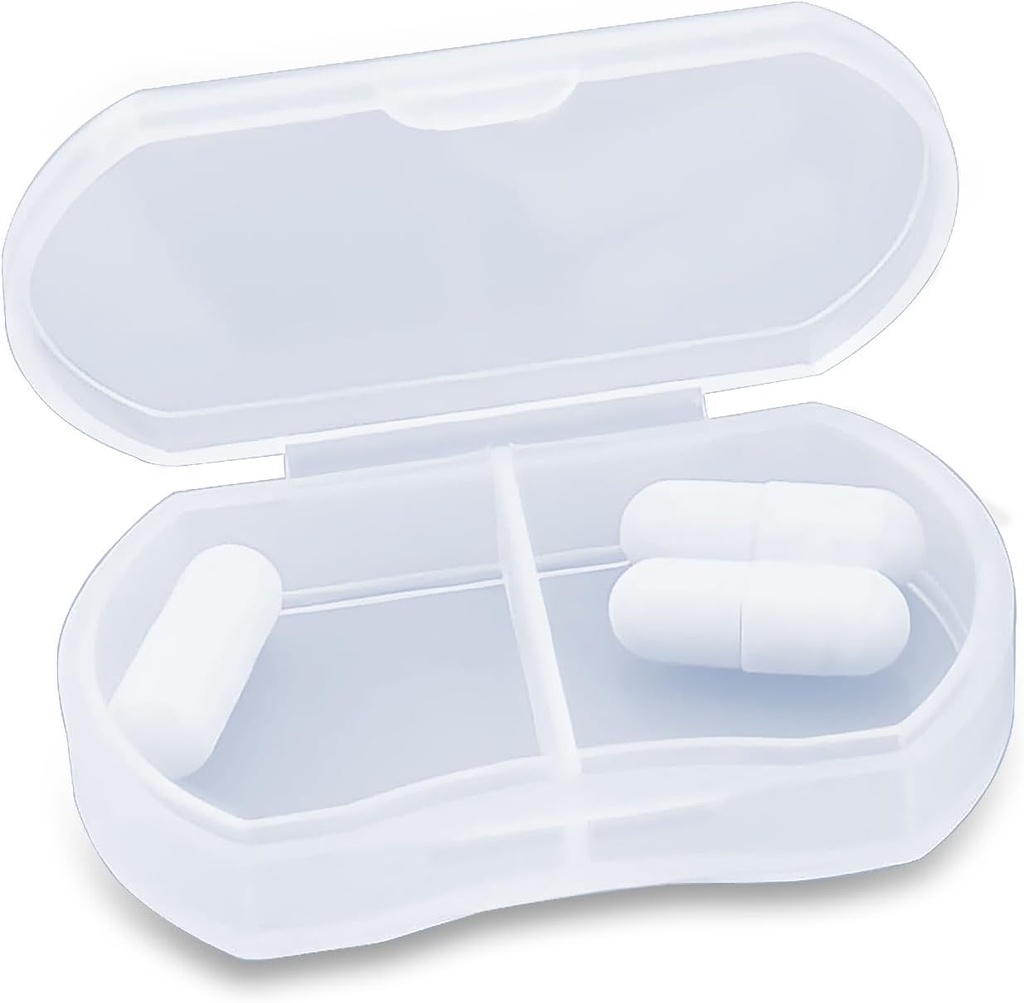 Pillen-Gehäuse für Geldbörse kleine Pille Organizer Portable Travel Tägliche Pillen Container AM &amp; PM Mini Pille Box Vitamin, Fischöl, Ergänzungshalter (1 PCS, Weiß)