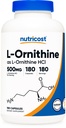 Nutricost L-Ornithin 500mg, 180 Kapseln - Nicht-GVO und Glutenfrei