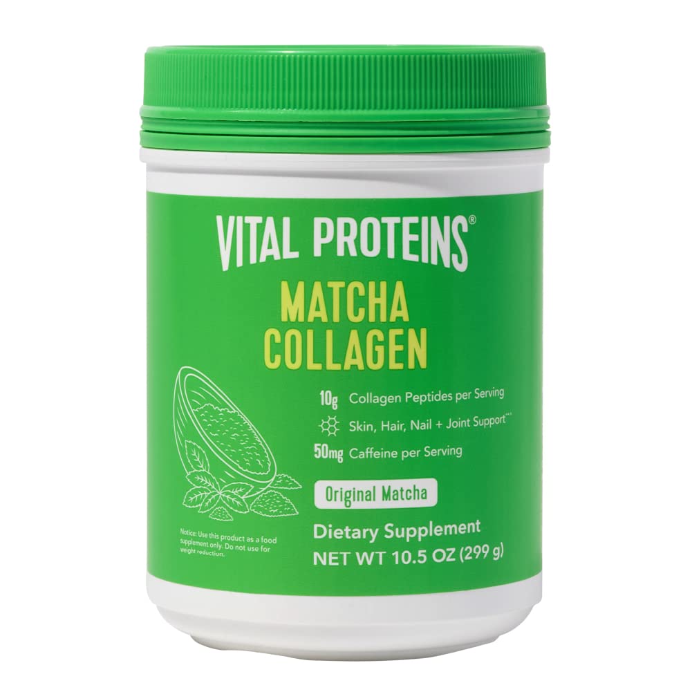 Protéines vitales Supplément de poudre de peptides de collagène de Matcha, poudre de thé vert de Matcha, 10,5 oz, Aromatisée originale