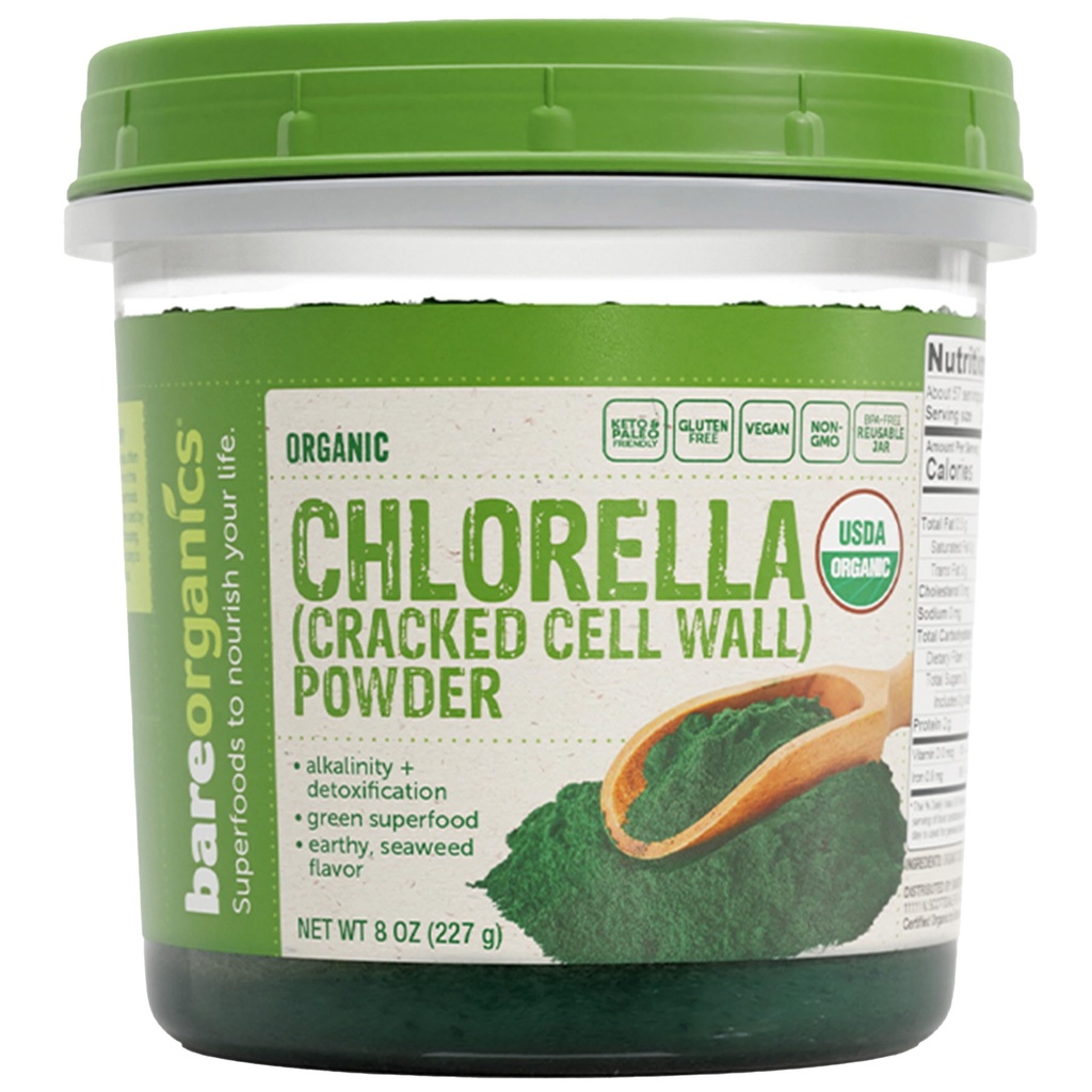 BareOrganics 12522 Poudre de Chlorella, 8 Once
