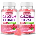 2 Pack Calcium Citrate Gummies 1000mg w/Vitamin D3, hohe Absorption Calciumgummis für Frauen & Männer, Plus Magnesium, Kalium, Zink für Muskel & Immun, Himbeer Geschmack, 120 Zähler