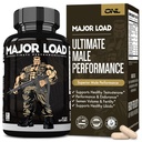 Major Load Testostérone Booster pour les hommes - Supplément testostérone avec herbe de chèvre en chaleur, racine de Maca et Tribulus Terrestris - Tongkat Ali Hommes énergie, endurance et force - Test Booster 60 capsules