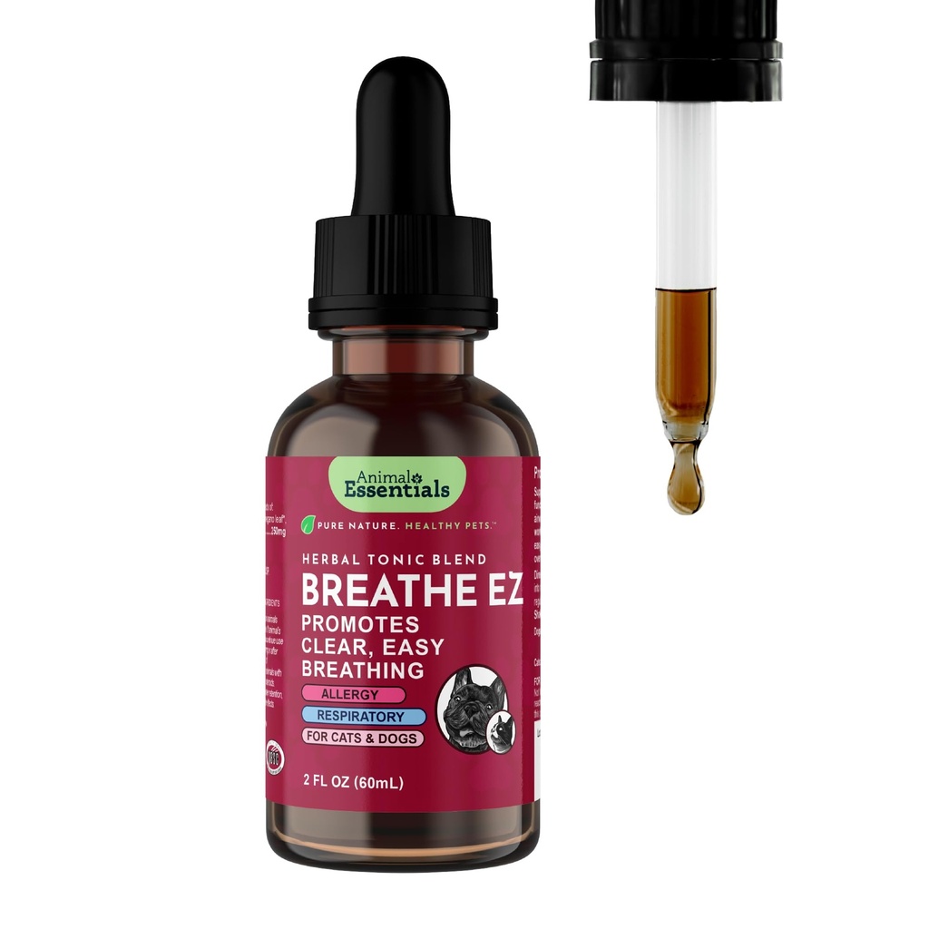 Animal Essentials Atmen EZ für Hunde & Katzen - Tier Atmungshilfe Supplement, Klare und einfache Atmung, Gesunde Atmung, Kräuterformel - 2 Fl Oz