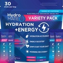 HydroMATE Elektrolyte Pulver Getränke Mix Packets Hydration Accelerator Low Sugar Party Favors für schnelle Erholung Vitamin C Plus Caffeine Variety Pack - 30 Count