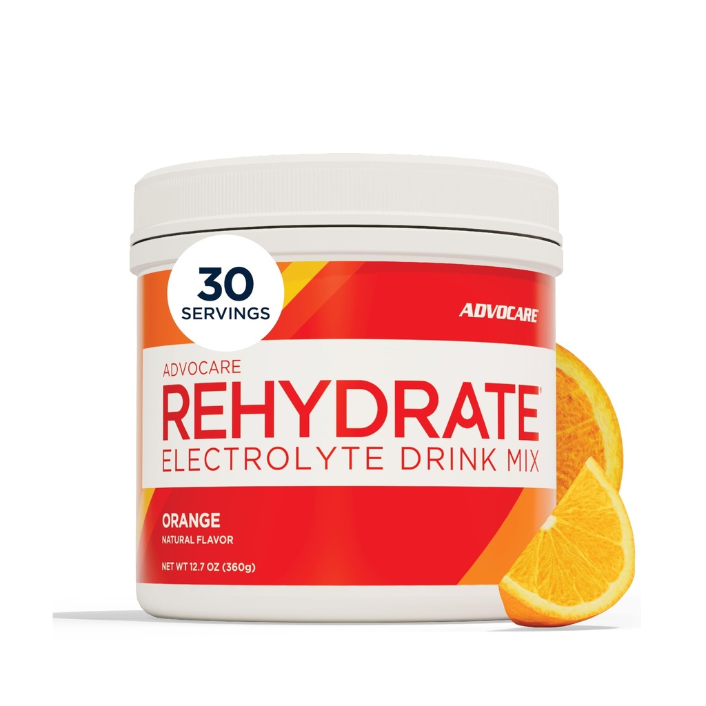 AdvoCare Rehydrate Electrolyte Drink Mix, Orange, 12.7 oz | Contains Magnesium, Sodium, Potassium & Calcium, Antioxidant and Amino Acid Fortified Powder for Hydration and Recovery