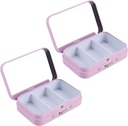 2Pcs 3 Komponenten Pille Case mit Spiegel, tragbare Metall Medizin Pille Organizer Kleine Pille Box Vitamin Pille Halter für Tasche, Geldbeutel, Reisen (Pink)