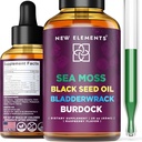 Extrait liquide de mousse de mer biologique avec huile de graines noires, bladderwrack et racine de dard.