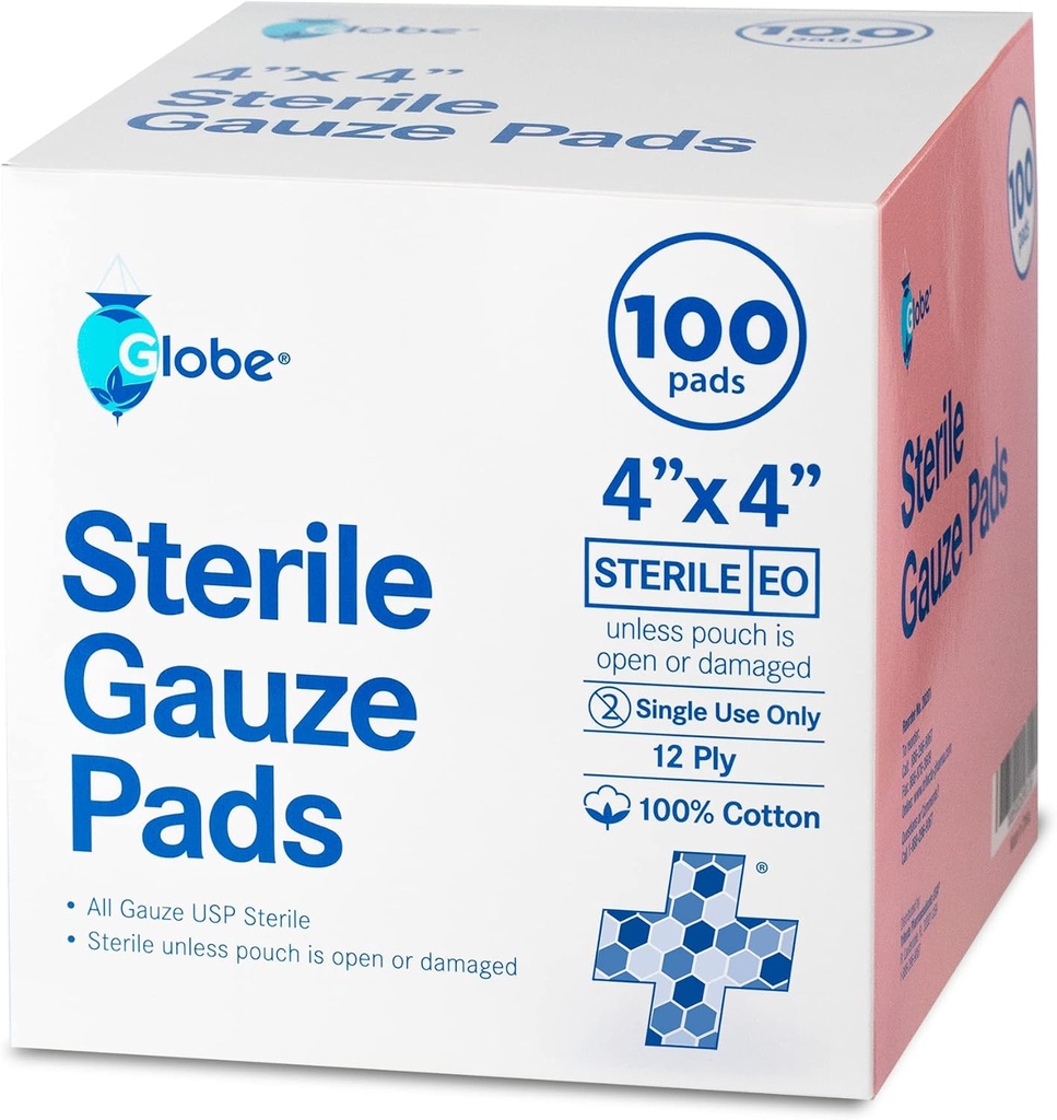 Pâtes à gaze stérile avancées de 4 x 4" Globe pour habillage de plaies
