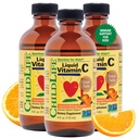 CHILDLIFE ESSENTIALS Flüssiges Vitamin C - Reines Vitamin C Flüssiges Supplement für Kinder, Immunsystem Unterstützung, Großer Geschmack - Natürliche Orange Geschmack, 4 Fl Oz (Pack mit 3)