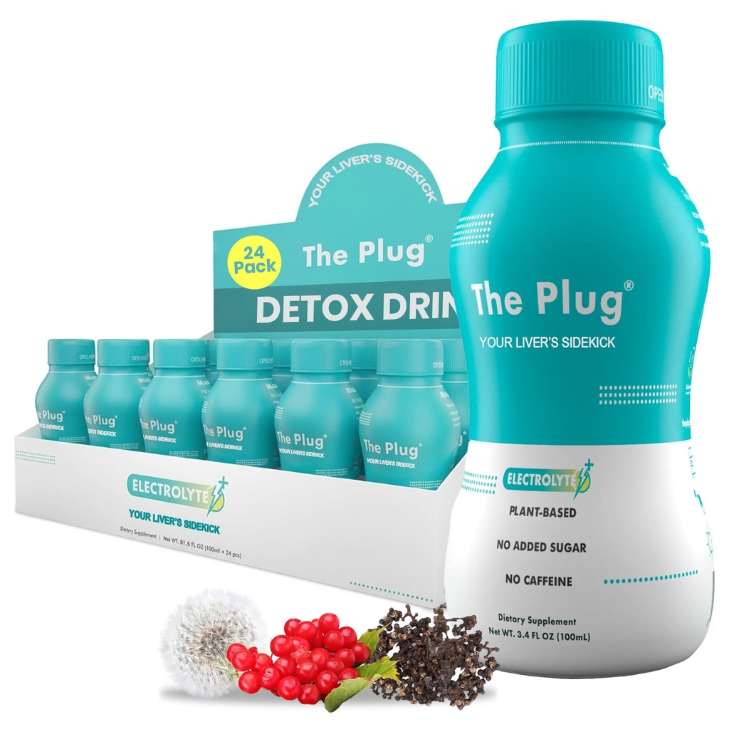Der Plug Liver Cleanse Detox & Repair Drink - Pflanzenbasierte Kräuterelektrolyt-Getränke für Leberunterstützung & Gesundheit, Bloating Relief, Wiederherstellen Antioxidantien & Minerals | Liver Complex Energy Drink (24-Pack)