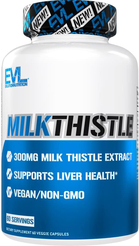 Evlution EVL Silymarin Milk Thistle Capsules - Ergänzung für Optimal Liver Cleanse Detox & Repair - Herbal Liver Support Supplement mit Pure Milk Thistle Extract - 60 Non-GMO Veggie Capsules