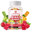 Natures Aid Sugar-Free Vitamin D3 K2 Gummie mit Calcium + K2 (MK-7), Magnesium Citrat, Vitamin C, Extra Strength - Ultimate Absorption für Knochen Muskel Zähne Immun, Vegan - 60 Gummie