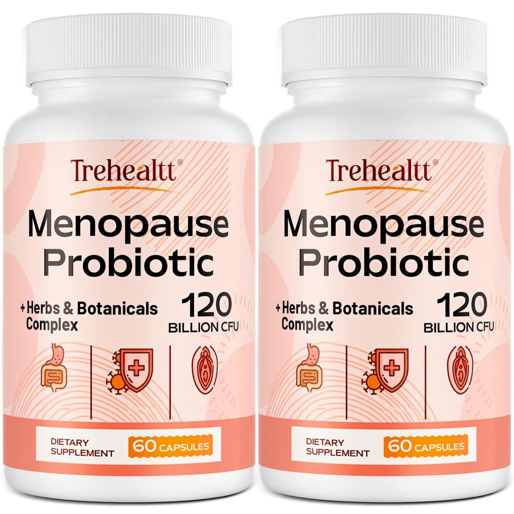 Menopause Ergänzungen für Frauen, 120 Billion CFU Probiotic, 13-in-1 Herbs & Botanicals Complex, für Hormon Menopause, Hot Flashes, Nachtschwärmer, Mood Swings, Schlafstörungen, Vegan, 120 Caps