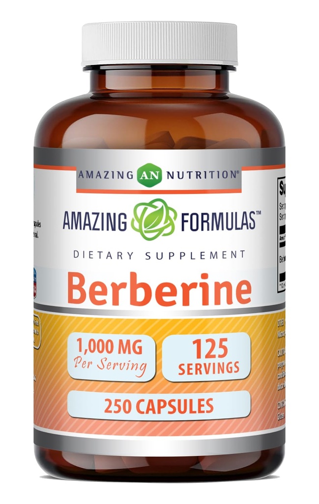 Erstaunliche Formeln Berberine 1000mg Pro Servieren 250 Kapseln Ergänzung | Non GMO | Gluten Free | Made in USA- Proudly Made in USA with Guaranteed Purity & Potency