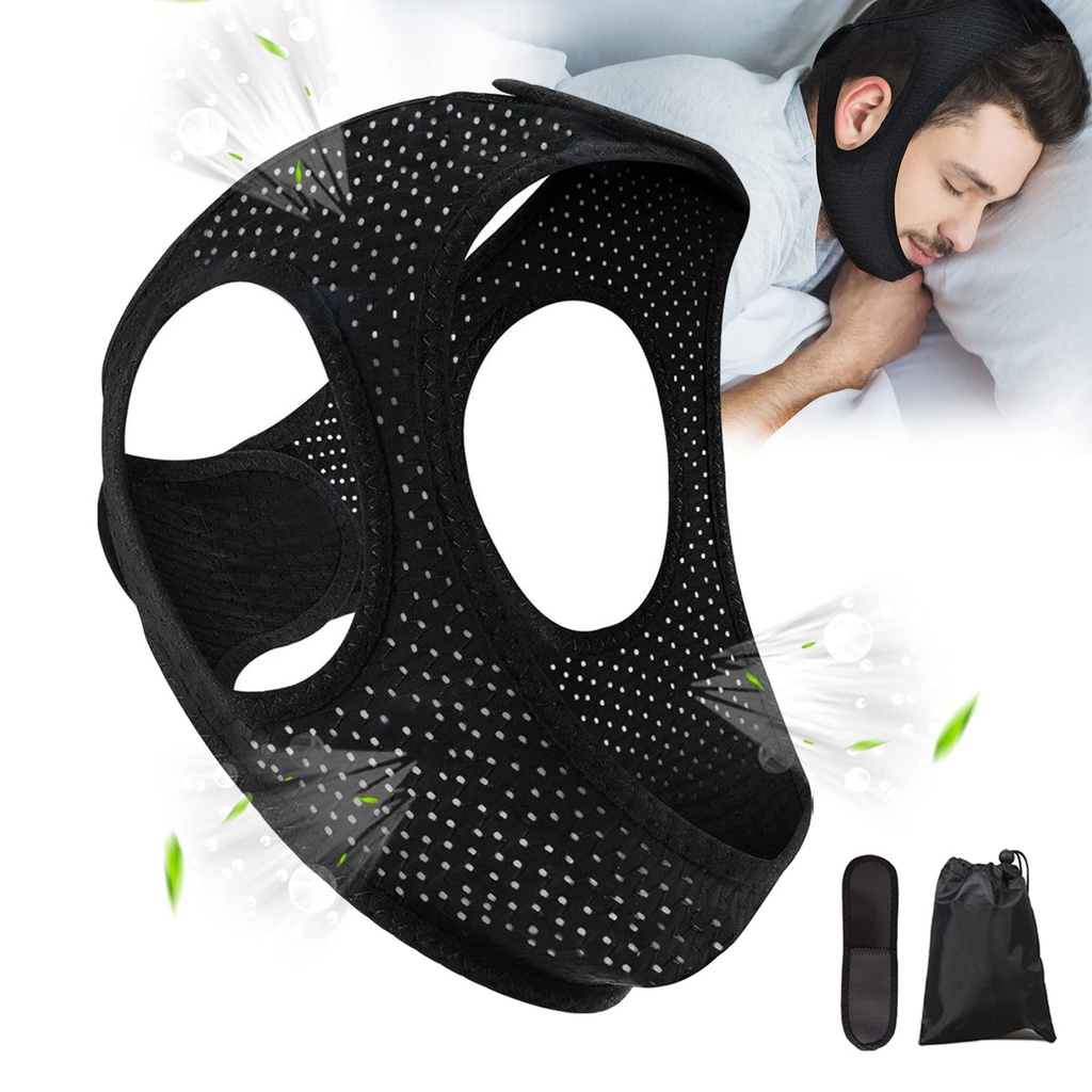 Forzacx Anti Snore Chin Strap - Breathable Chin Strap Snoring Solution, Effectively Reduce Snoring, Non-Stick Hair, Don't Fade - Black