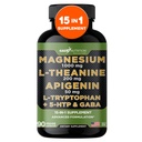 Gade Nutrition Suppléments Magnésium Glycinate et Magnéisum avec Apigenin, L Theanine 200 mg, 5 HTP, GABA Calm Cerveau Booster Supplément Aide au sommeil Ashwagandha L Tryptophan Chamomile