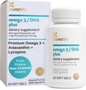 Xtendlife Omega 3 DHA Plus Fischöl für Herz, Gehirn, Augen- und Hautgesundheit - 1100mg Omega-3 mit DHA, EPA, Lycopin & Astaxanthin - 1 Monat Versorgung (60 Zähler)