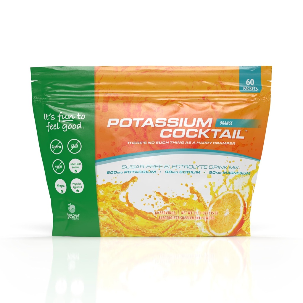 Jigsaw Gesundheit Kalium Cocktail | Ehemaliger Pickleball Cocktail | Orange Flavor | 60 Servietten (Packets)