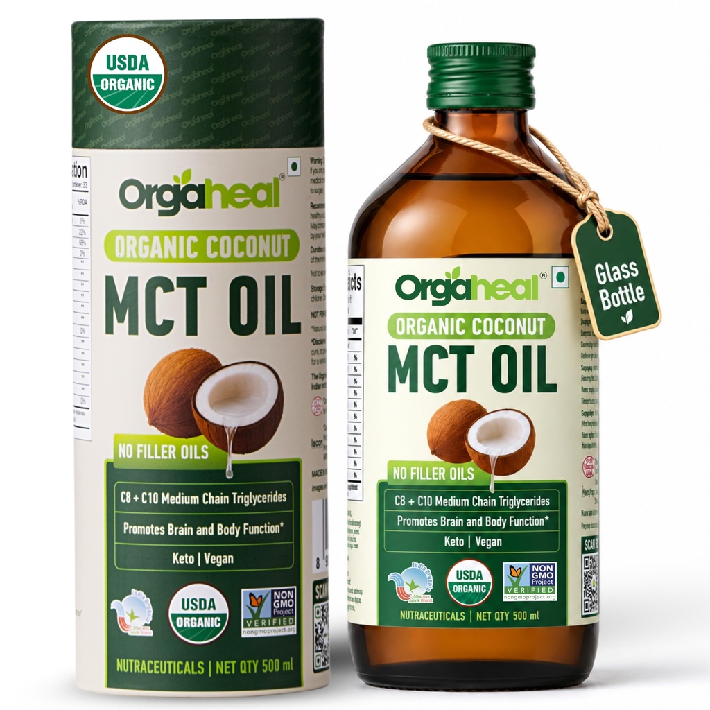 Organic MCT Oil, 500ml | Keto & Vegan | Pure Medium Chain Triglycerides from Coconut | Energy Support | C8 & C10 | Ideal for Coffee, Smoothies & Shakes