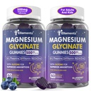 Magnésium Glycinat Gommies 500mg/250mg pour les adultes Enfants Adolescents, Sans sucre Magnésium Aide au sommeil calme, Enfants Gommies de sommeil avec L-Theanine Glycine B6 pour le sommeil, Calme, Muscle, Relax Cerveau,Pas de Melatonine,2Pack