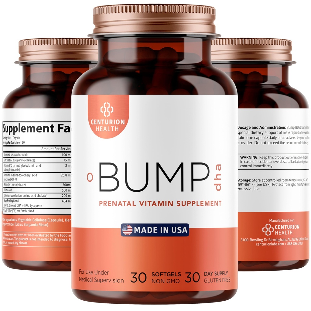 Centurion Labs Premium Pränatale Vitamine [10 Leistungsfähige Inhaltsstoffe] mit DHA, EPA, Folat und Vitamin B12, All Natural Pregnancy Supplement for Fetal Development and Pregnancy Support, 30 Softgels