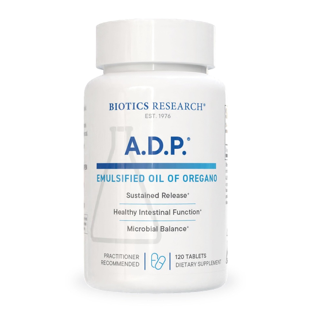 Recherche en biotique A.D.P. Huile émulsifiée de comprimés d'origan pour la santé de l'IG - Rejet prolongé pour forte absorption contient du carvacrol, huile d'origan sauvage 50mg/S - Formule brevetée - Non OGM –120 comprimés