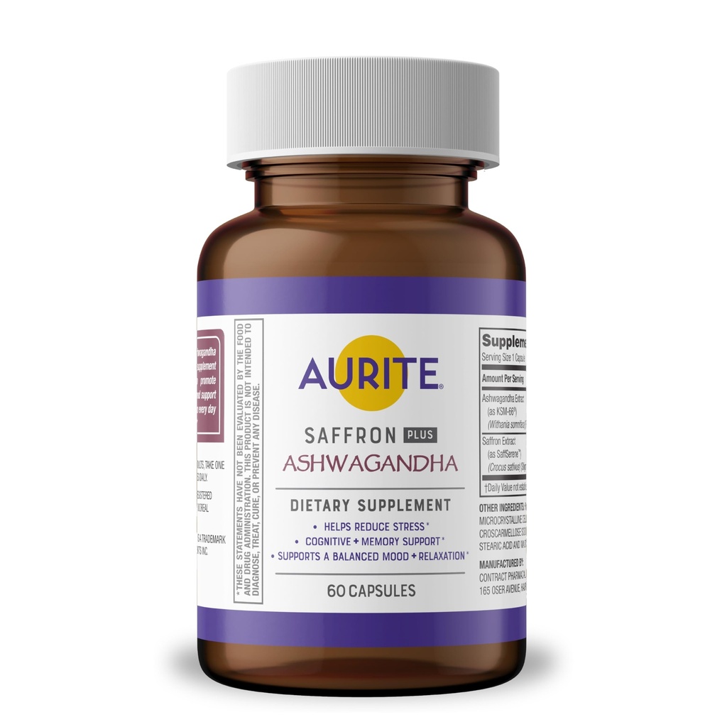 Supplément Saffron (60 comtes (paquet de 1), Saffron + Ashwagandha)