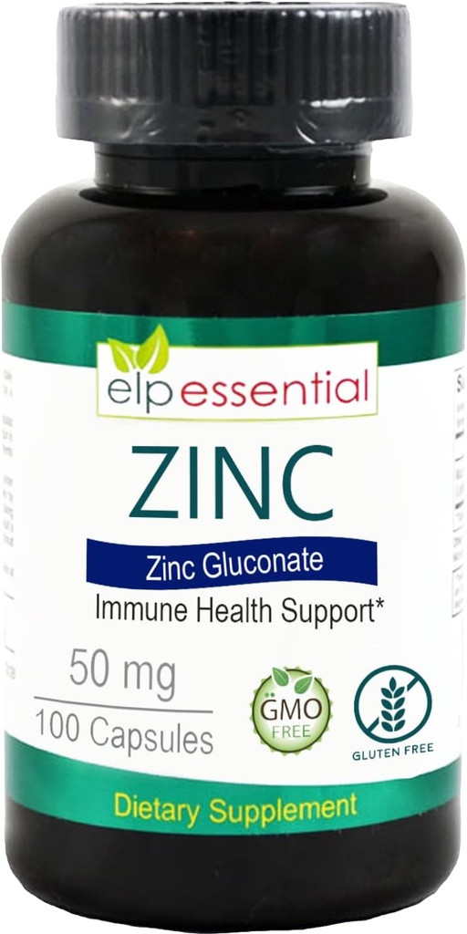 Zink 50mg, Immununterstützung & Antioxidans Ergänzung 100 Kapseln - Glutenfrei und nicht-GMO