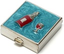 9328 Quadratische kleine Säule Box Organizer Aqua Blue Silver Women Travel Pill Case Purse Pocket Container Täglich tragbare Medizin Vitamin Box Arzneimittel Supplement Mini Storage