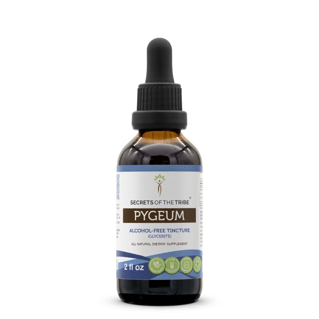 Secrets of the Tribe Pygeum Tincture Alcohol-Free Extract, Wildcrafted Pygeum Africanum Dried Bark (2 FL OZ)
