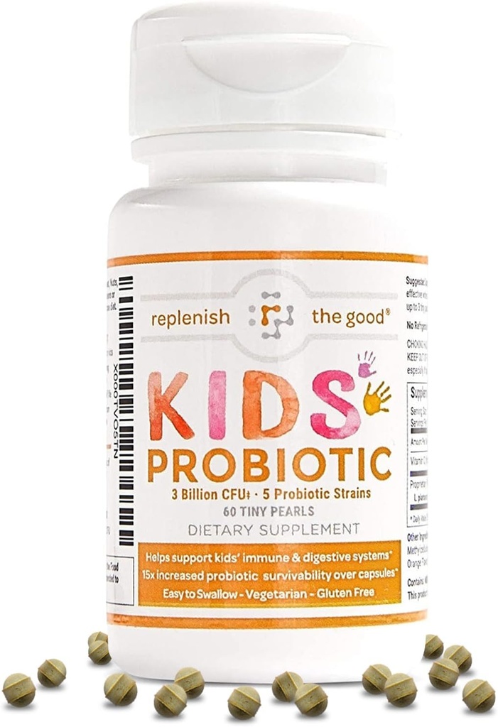 Kinder Vegan Probiotics, 60 Tiny Pearls - Antibiotika-Recovery - Hilft die Unterstützung Kinder Immun- & Verdauungssystem - 15x Mehr Effektive Dan Gummies - Zuckerfrei, einfach zu schwalben