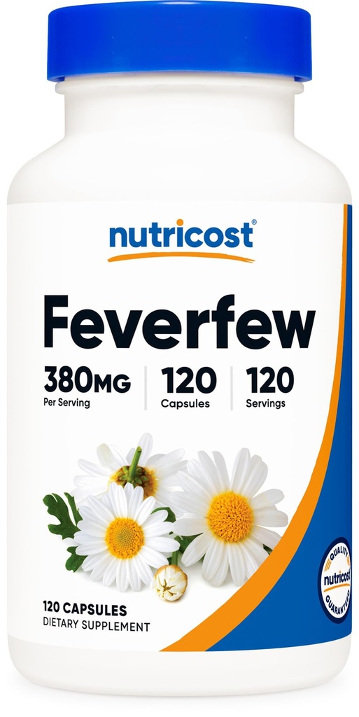 Nutricost Feverfew Capsules 380mg, 120 Capsules, Végétarien Friendly, Non-OGM et sans gluten