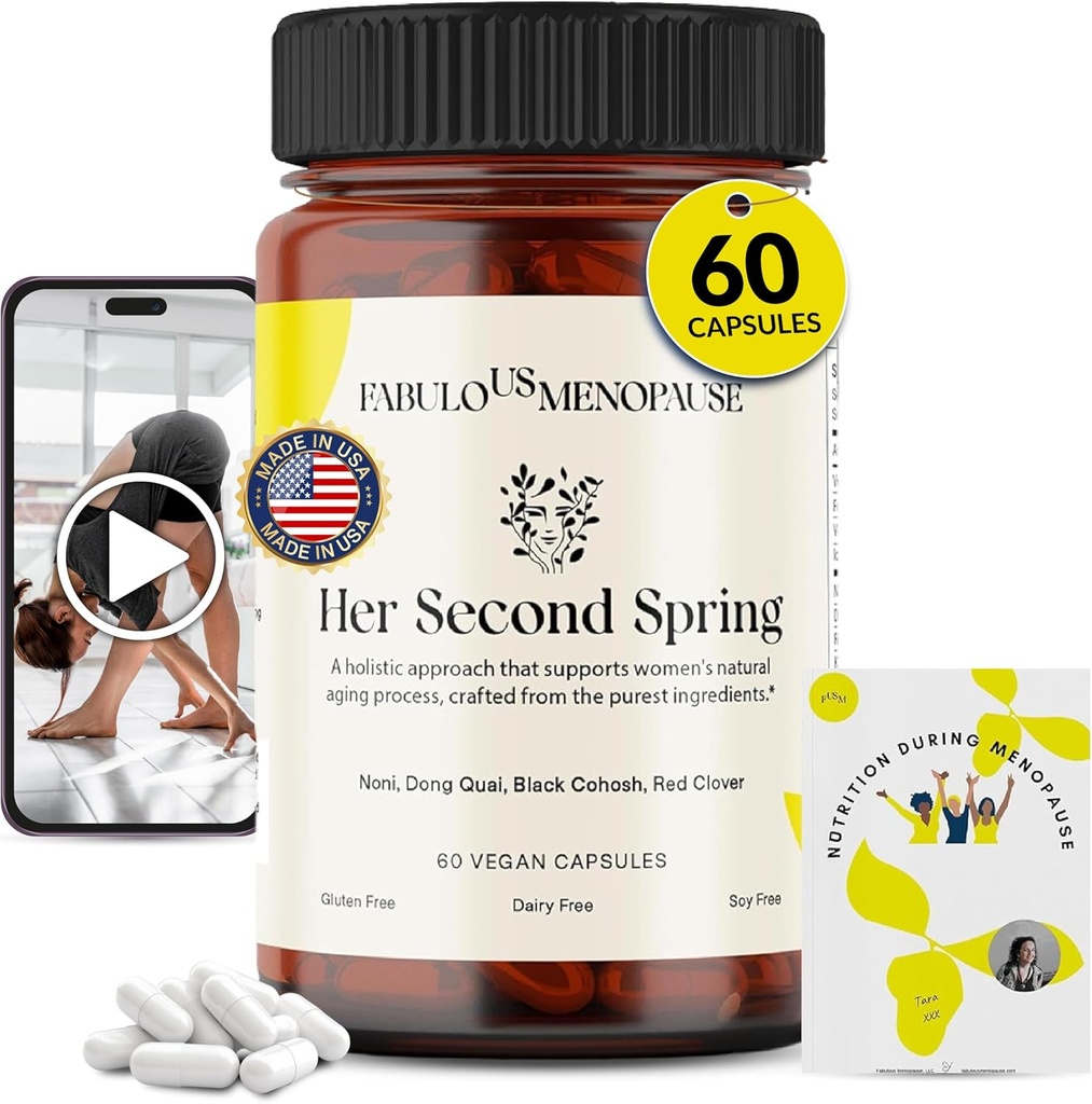 Ménopaus fobuleux – Formule de ménopause végane avec Cohosh noir et complexe B – Capsules à base de plantes avec recettes et programmes Pilates