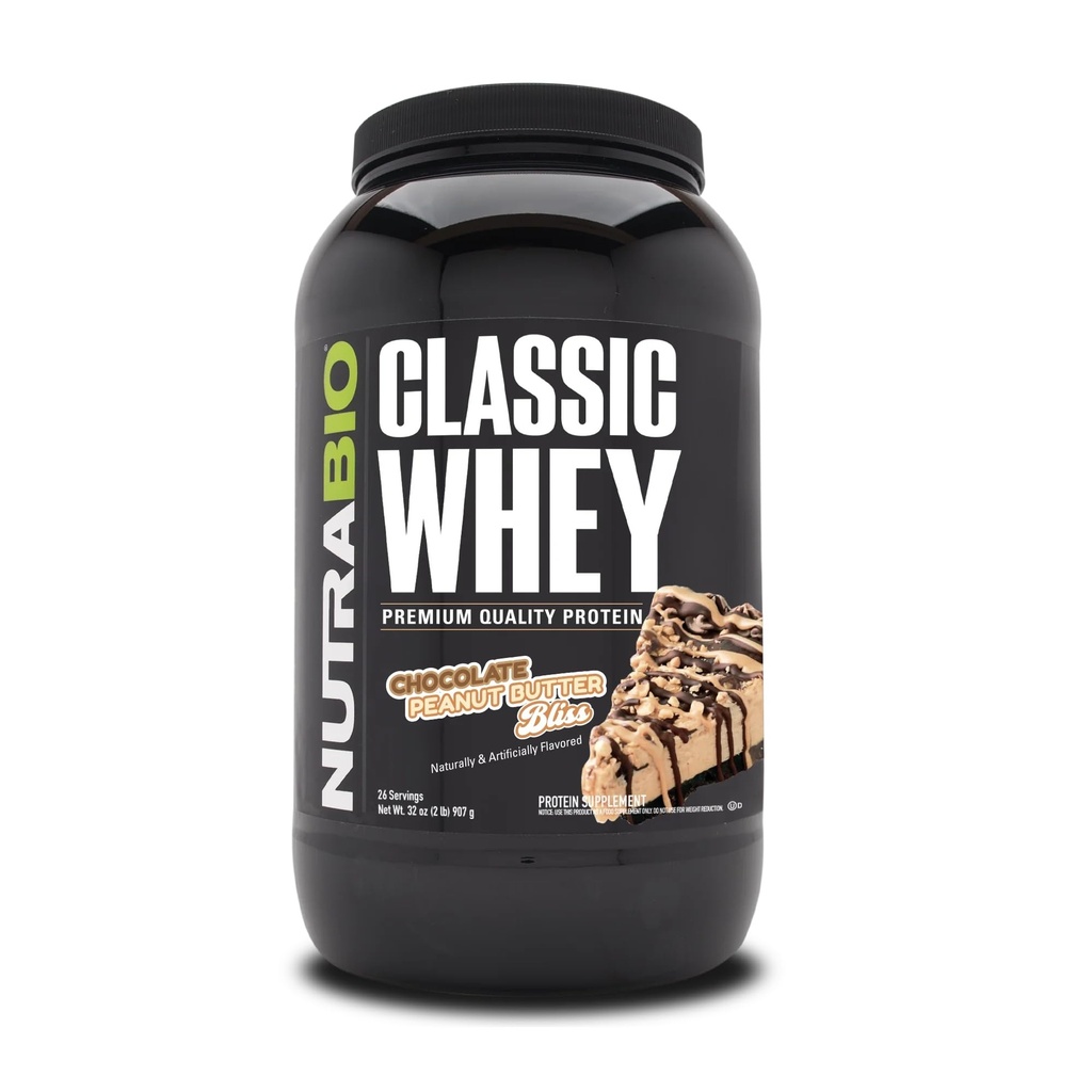 NutraBio Classic Whey Protein Powder- Full-Spectrum Aminosäure Profil - Keine Füllstoffe, Künstliche Farben, Konservierungsstoffe - Niedriger Glycemic Index - (Chocolate Peanut Butter, 2 Pfund)
