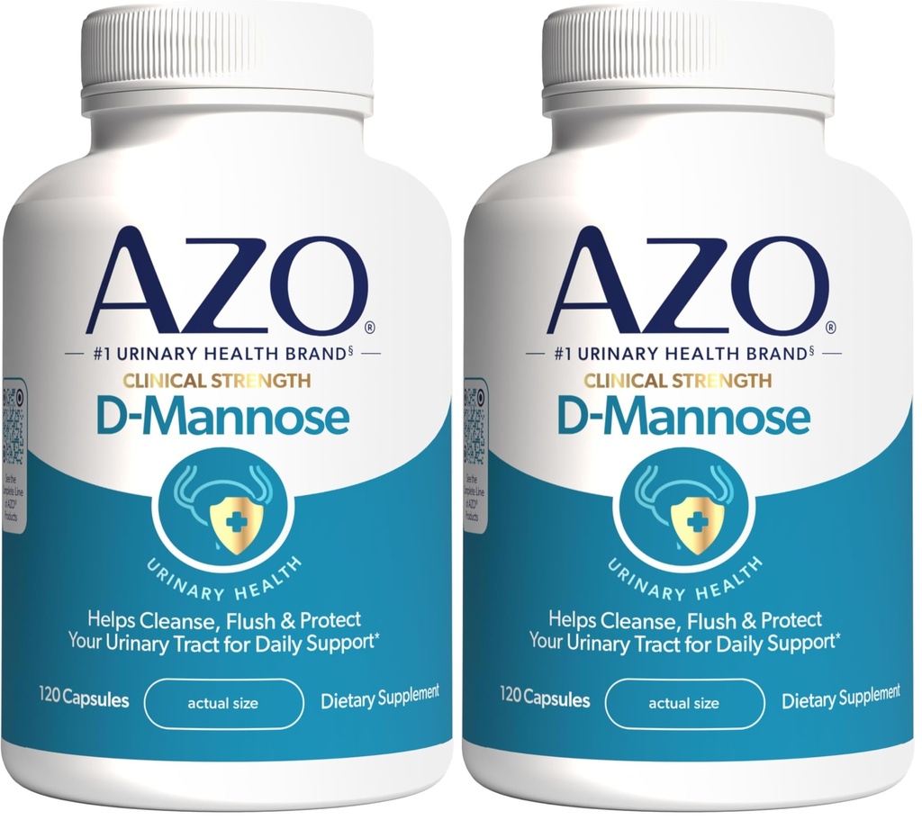 AZO D Mannose Urinary Tract Health, Cleanse, Flush & Protect The Urinary Tract, No.1 Pharmacist Empfohlene Marke, Klinische Stärke, Non-GMO, 120 Count (Pack von 2)