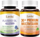 Lovita Cold-Pressed Flaxseed Oil & Premium Multivitamin für Erwachsene 30+ Nährstoffe Bundle (Vegetarisch)