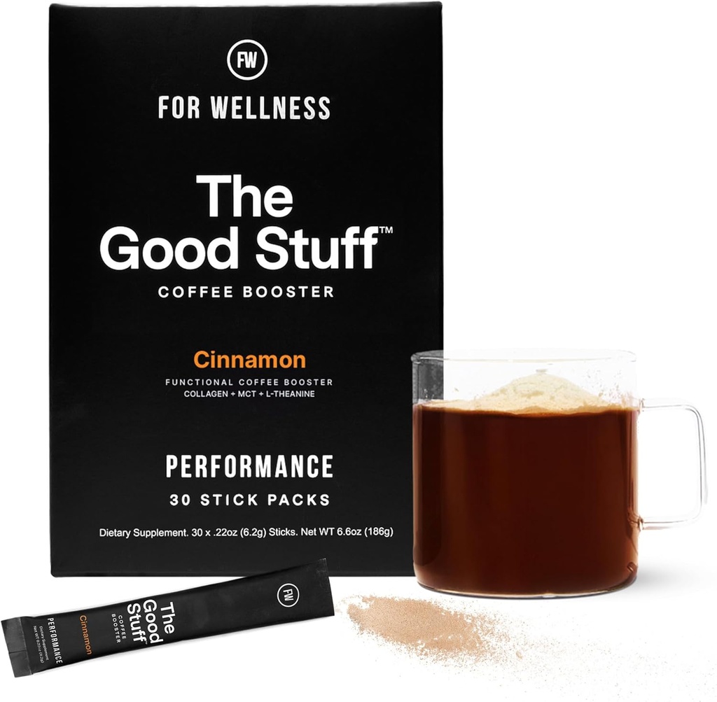Für Wellness Die gute Stuff-Leistung – Kaffee-Booster | Collagen + MCT-Pulver-Ergänzung mit L-Theanin und Antioxidantien für Jitter-freie Energie & Stamina | Non-Dairy, Keto-Friendly, 30 Servierungen