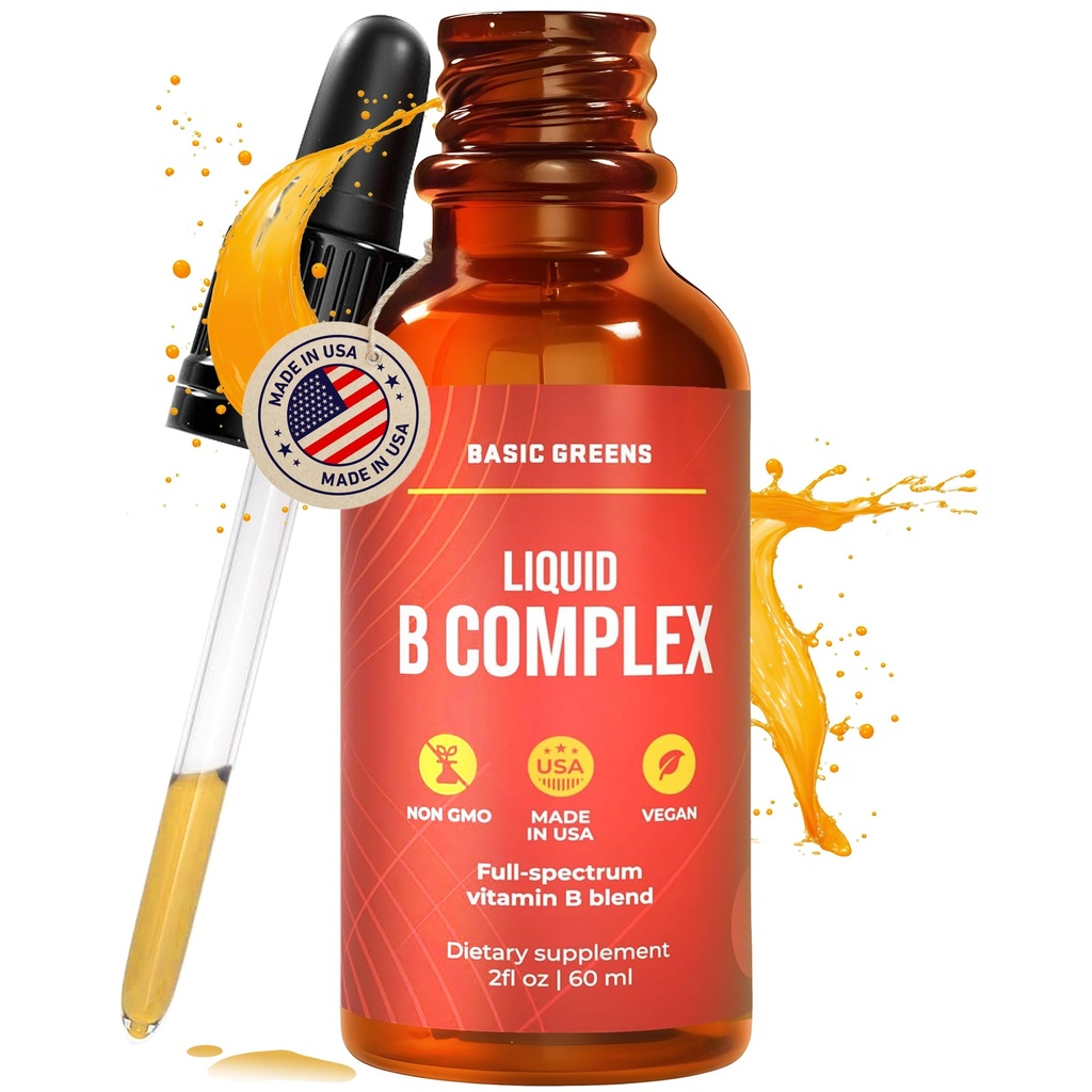Vitamine B gouttes liquides complexes - force Formule sublinguale, maximise l'absorption et stimule l'énergie - B1, B2, B3, B5, B6, B7, B9, B12 - Supplément végétalien naturel pour l'immunité (Complexe B)